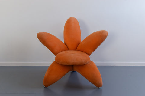 Vintage 1990s Getsuen Lily Chair by Masanori Umeda for Edra in Orange Velvet