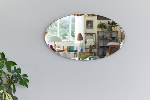 Vintage Frameless Oval Mirror