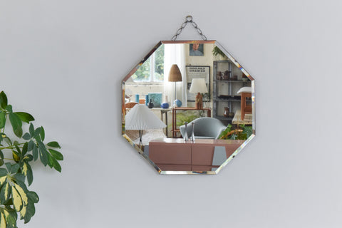 Vintage Frameless Octagonal Mirror
