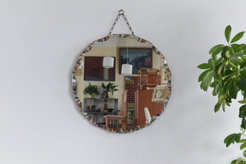 Vintage Frameless Round Mirror