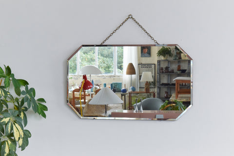 Vintage Frameless Large Octagonal Mirror