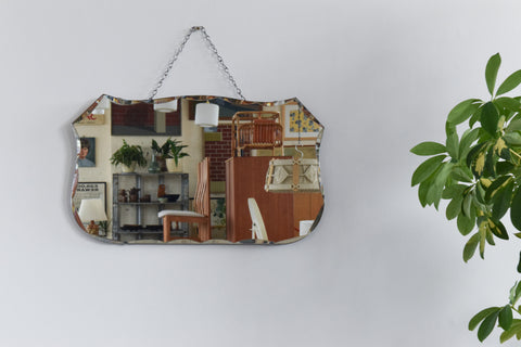 Vintage Frameless Shield Mirror