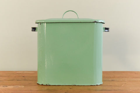 Vintage Rustic Green Enamel Bread Bin