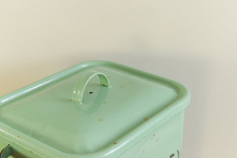 Vintage Rustic Green Enamel Bread Bin