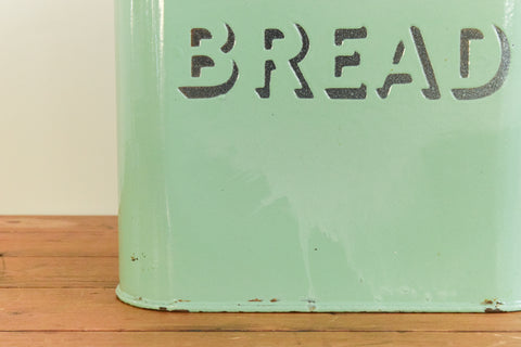 Vintage Rustic Green Enamel Bread Bin