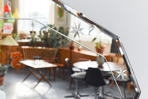 Vintage Frameless Cut Glass Bevelled Wall Mirror