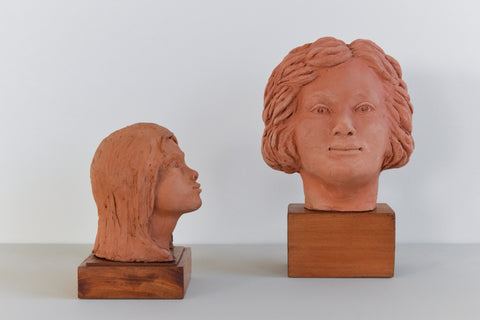 Mid 20th Century Original Terracotta Sculpture Bust of a Female by Winifred Slater