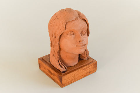 Mid 20th Century Original Terracotta Sculpture Bust of a Female by Winifred Slater