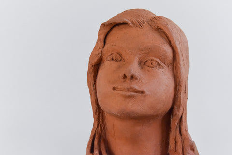 Mid 20th Century Original Terracotta Sculpture Bust of a Female by Winifred Slater