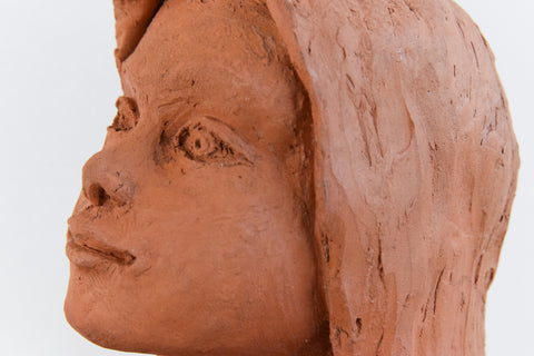 Mid 20th Century Original Terracotta Sculpture Bust of a Female by Winifred Slater