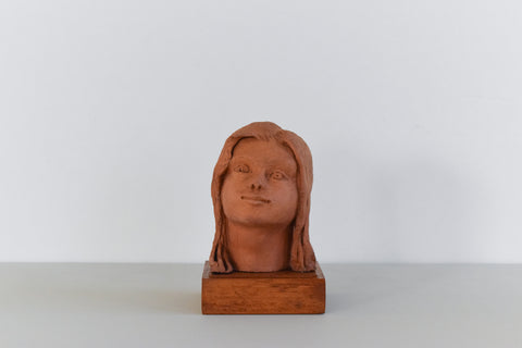 Mid 20th Century Original Terracotta Sculpture Bust of a Female by Winifred Slater