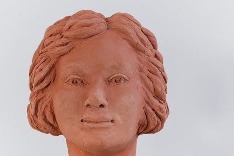Mid 20th Century Original Terracotta Sculpture Bust of a Female by Winifred Slater