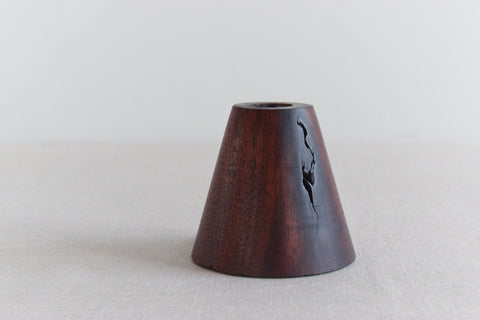 Pair of Small Vintage Handmade Wooden Candle Stick Holders