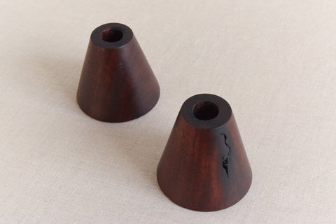 Pair of Small Vintage Handmade Wooden Candle Stick Holders