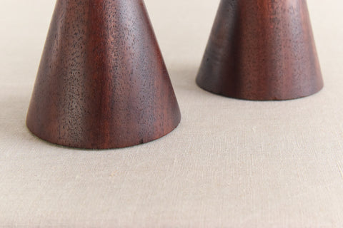 Pair of Small Vintage Handmade Wooden Candle Stick Holders