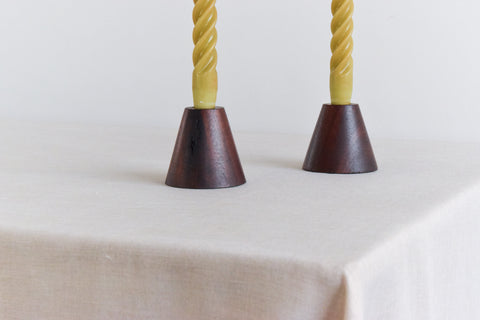 Pair of Small Vintage Handmade Wooden Candle Stick Holders
