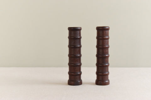Pair of Vintage Handmade Wooden Candle Stick Holders