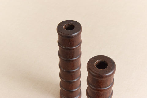 Pair of Vintage Handmade Wooden Candle Stick Holders