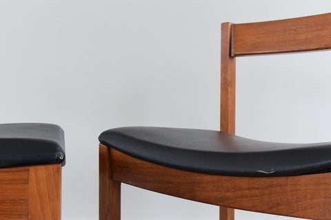 Rare Vintage Extending Dining Table and Six Chairs with Black Vinyl Upholstery by Ron Carter for Gordon Russell Farncombe Range