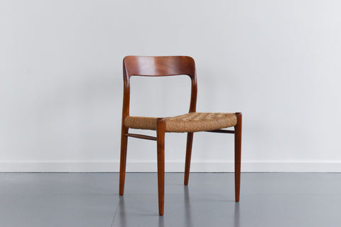 Vintage Set of Six 1960s Danish Teak Model 75 Dining Chairs by Niels Otto Møller for J.L. Møllers