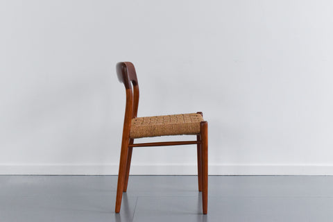 Vintage Set of Six 1960s Danish Teak Model 75 Dining Chairs by Niels Otto Møller for J.L. Møllers