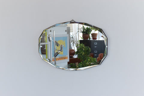 Vintage Frameless 14 Sided Bevelled Wall Mirror