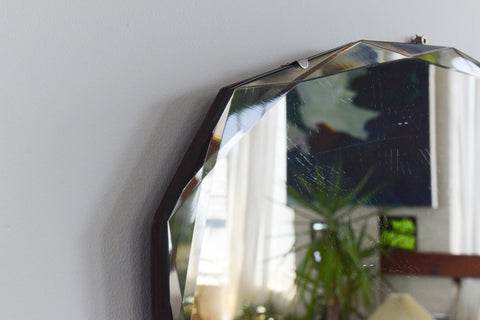 Vintage Frameless 14 Sided Bevelled Wall Mirror