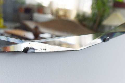 Vintage Frameless 14 Sided Bevelled Wall Mirror