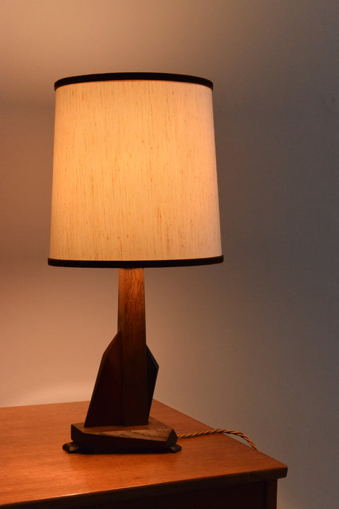 Vintage 1930s Sculptural Wooden Table Lamp