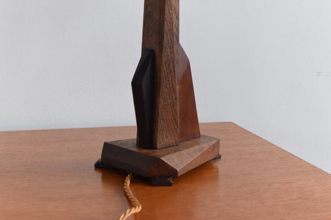 Vintage 1930s Sculptural Wooden Table Lamp