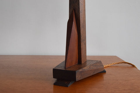 Vintage 1930s Sculptural Wooden Table Lamp