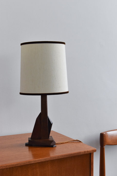 Vintage 1930s Sculptural Wooden Table Lamp