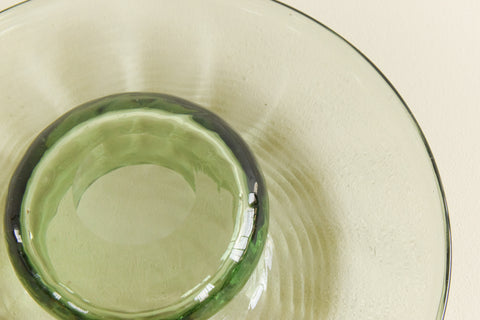 Vintage 1930s Sea Green Glass Posy Bowl by William Wilson for Whitefriars No.8993