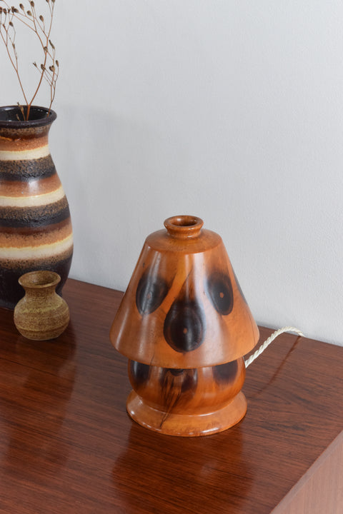 Vintage 1930s Small Brazilian Monkey Puzzle (Araucaria Araucana) Wooden Mushroom Table Lamp by Carlos Zipperer