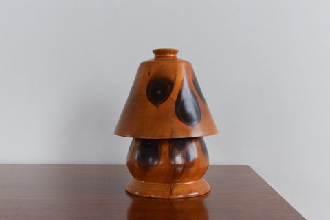 Vintage 1930s Small Brazilian Monkey Puzzle (Araucaria Araucana) Wooden Mushroom Table Lamp by Carlos Zipperer