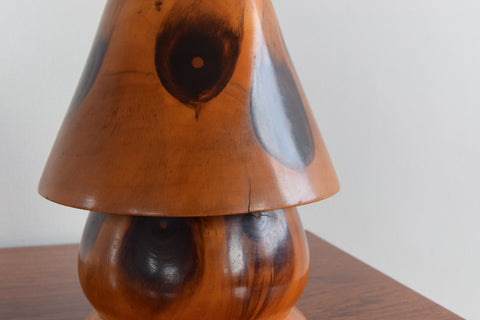 Vintage 1930s Small Brazilian Monkey Puzzle (Araucaria Araucana) Wooden Mushroom Table Lamp by Carlos Zipperer