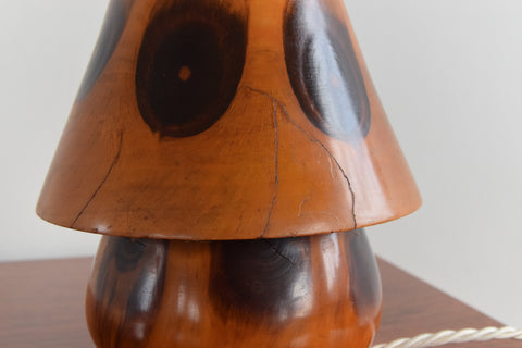 Vintage 1930s Small Brazilian Monkey Puzzle (Araucaria Araucana) Wooden Mushroom Table Lamp by Carlos Zipperer
