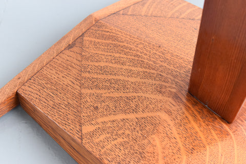 Vintage 1940s Wooden Floor Lamp with New Pleated White Shade