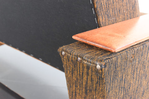 Vintage 1950s Brown Textured Sofa / Daybed