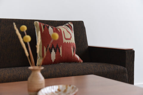 Vintage 1950s Brown Textured Sofa / Daybed