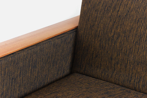 Vintage 1950s Brown Textured Sofa / Daybed