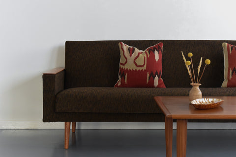 Vintage 1950s Brown Textured Sofa / Daybed