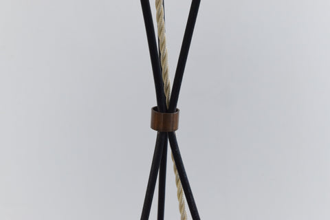 Vintage 1950s Small Wire Hair Pin Tripod Floor Lamp with White Pleated Shade