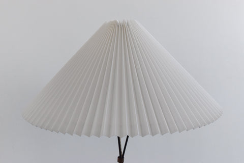 Vintage 1950s Small Wire Hair Pin Tripod Floor Lamp with White Pleated Shade