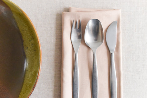 Vintage 1950s Swedish Single Knife, Fork and Spoon Set of Stainless Steel Focus Cutlery by Folke Arström for Gense