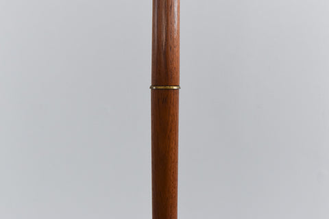 Vintage 1950s Teak and Brass Gooseneck Standing Floor Lamp