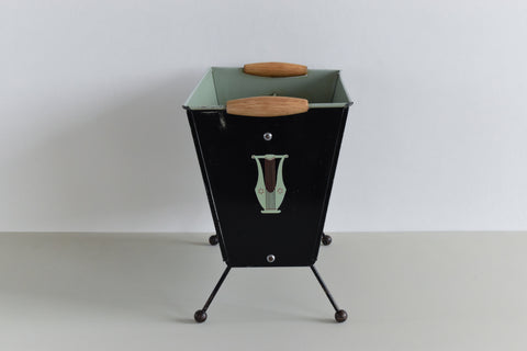 Vintage 1950s Metal Magazine Rack with Musical Instrument Design by Worcester Ware