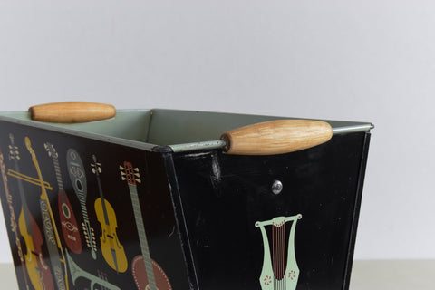 Vintage 1950s Metal Magazine Rack with Musical Instrument Design by Worcester Ware