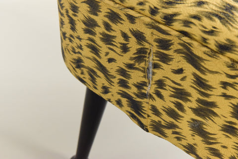 Vintage 1950s Yellow Leopard Print Footstool / Sewing Box by Sherborne