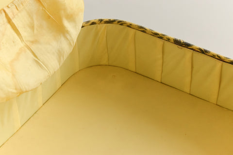 Vintage 1950s Yellow Leopard Print Footstool / Sewing Box by Sherborne